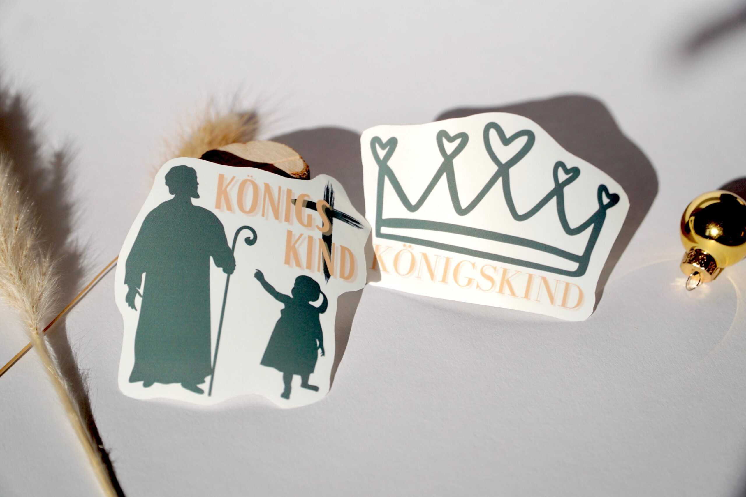 Königskind - Sticker Set | Deutscher Christlicher Aufkleber | Religiöser Sticker 16 Königskind Sticker mit Königskrone, christliches Geschenk, religiöse Marken, christliche Symbole.
