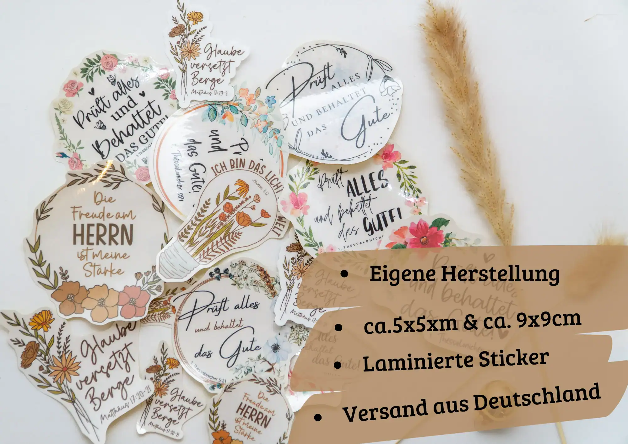 Königskind - Sticker Set | Deutscher Christlicher Aufkleber | Religiöser Sticker 18 Gottesbotschaften, christliche Aufkleber, Bibelverse, christliche Sticker, religiöse Dekorationen, christliche Zitate, evangelische Geschenke, spirituelle Aufkleber, Glaubenssymbole, christliche Motive.