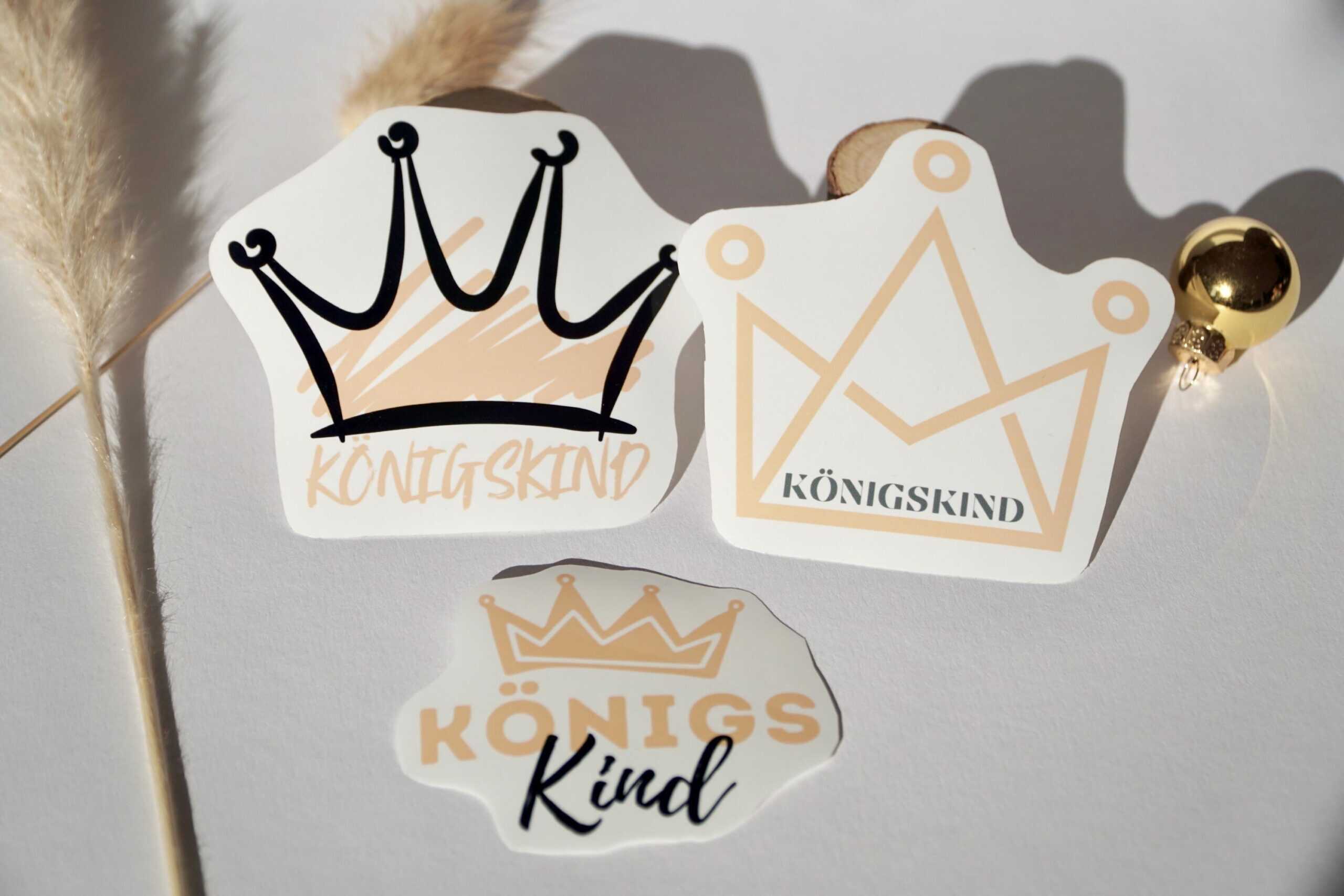Königskind - Sticker Set | Deutscher Christlicher Aufkleber | Religiöser Sticker 15 Königskind Aufkleber mit Krone für christliche Kinder- und Babyartikel.