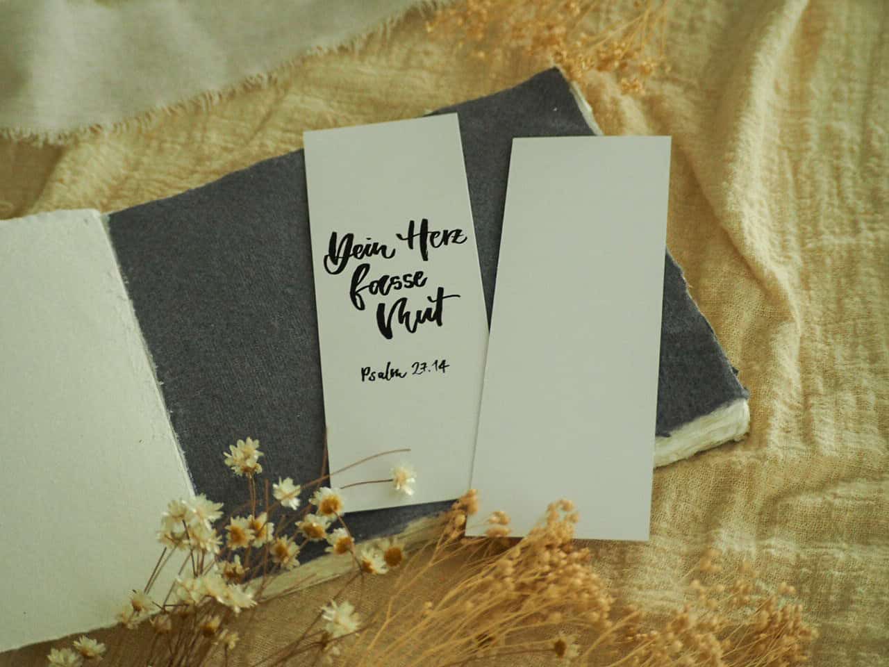 Lesezeichen, Ermutigung, Psalmen 4er Set 2 Glaubenskarte mit Bibelvers Psalm 27,14 im christlichen Shop, Gebetskarte, christliche Geschenkidee.