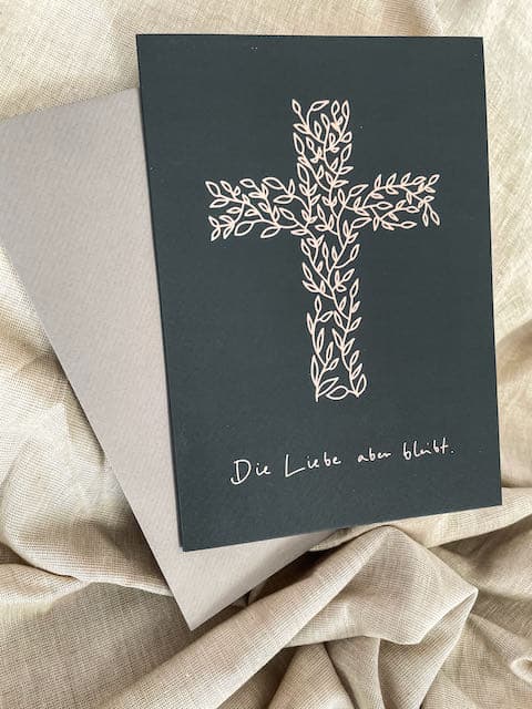 Trauerkarten mit Briefumschlag 14 Andachtskarte mit Kreuz und Bibelvers, christliche Grußkarte, Glaube, Liebe, Hoffnung, christliches Geschenk.