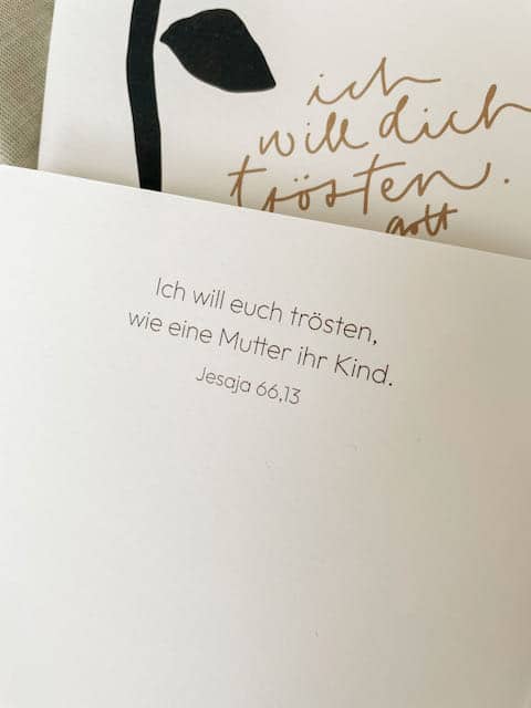 Trauerkarten mit Briefumschlag 16 Seelsorgerliche christliche Karte mit Bibelvers Jesaja 66,13, tröstende Worte, christliche Botschaft.