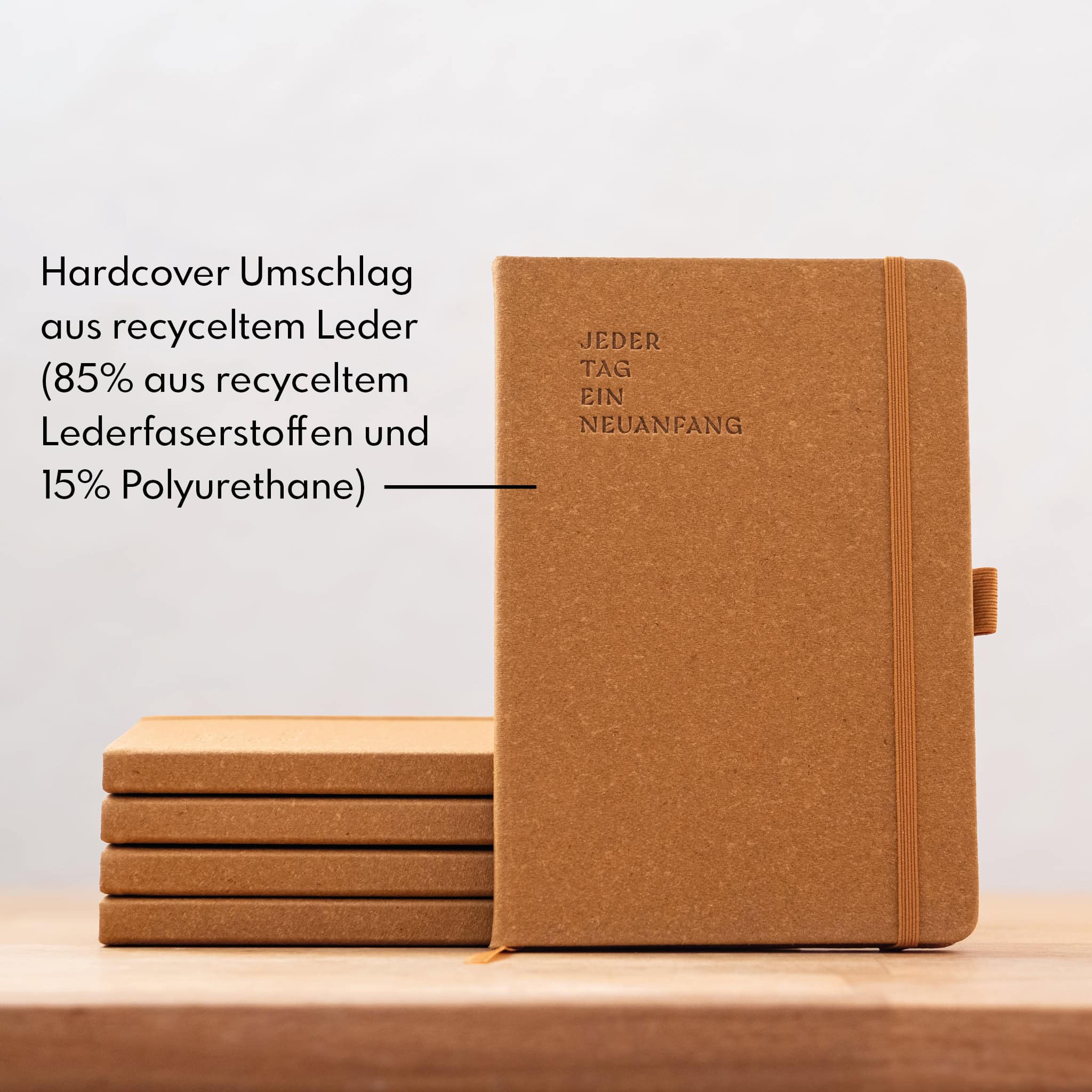 Notizbuch Jeder Tag ein Neuanfang 12 Hochwertiger Recycelter Leder-Handschlag für christliche Marken.