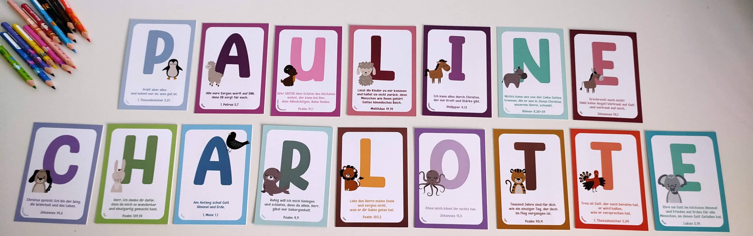 ABC Karten mit Bibelversen (einzelne Karten) 5 Segenskarten mit christlichen Bibelversen, Kinder, Glaube, Kirche, religiöse Werte, Jesus, Bibelzitate.