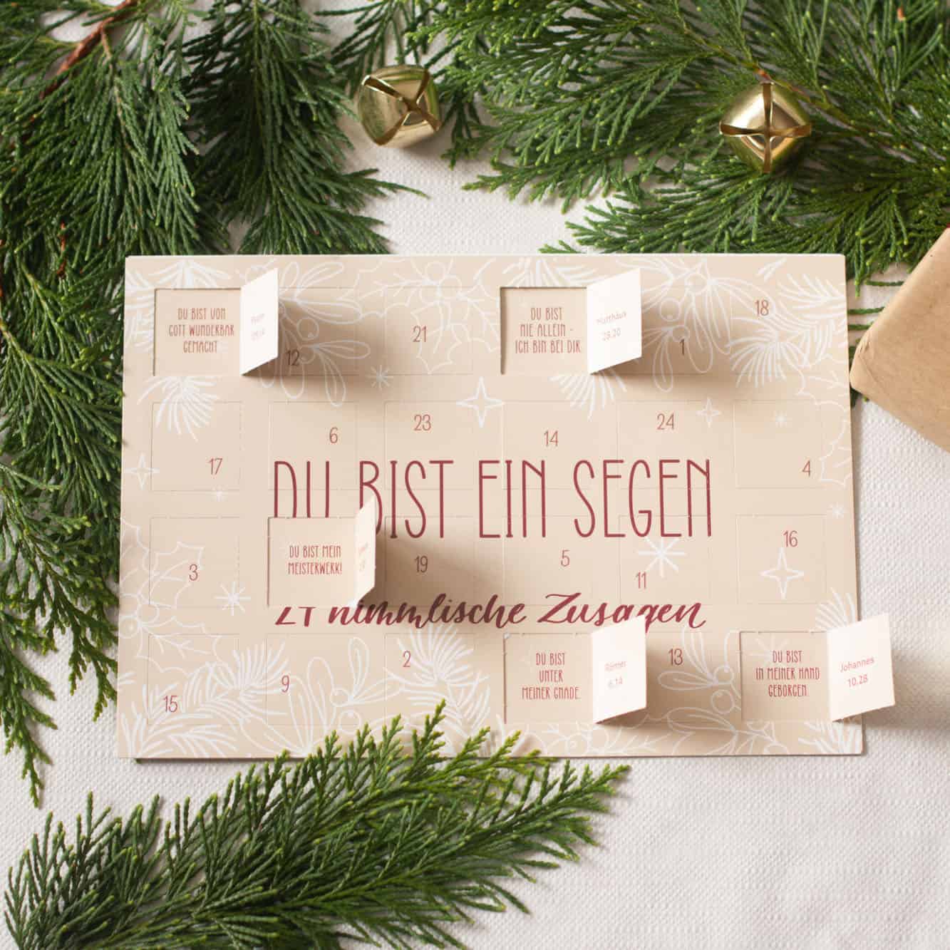 "Du bist ein Segen" – Adventskalender mit Bibelversen – 24 himmlischen Zusagen für die Adventszeit 1 Betender Adventskalender mit christlichen Zitaten, Weihnachtsdekoration, Glaube.