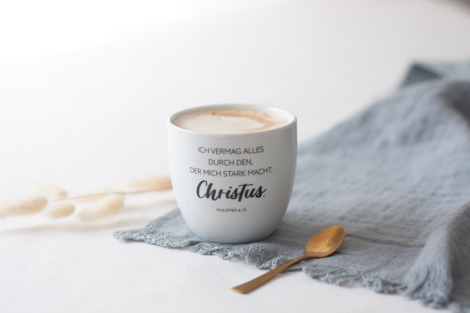Christliche Tasse „Ich vermag alles durch den, der mich stark macht, Christus“ Philipper 4,13 2 Segensreicher Kaffeebecher mit Bibelvers, christliche Geschenkidee, religiöser Alltag.