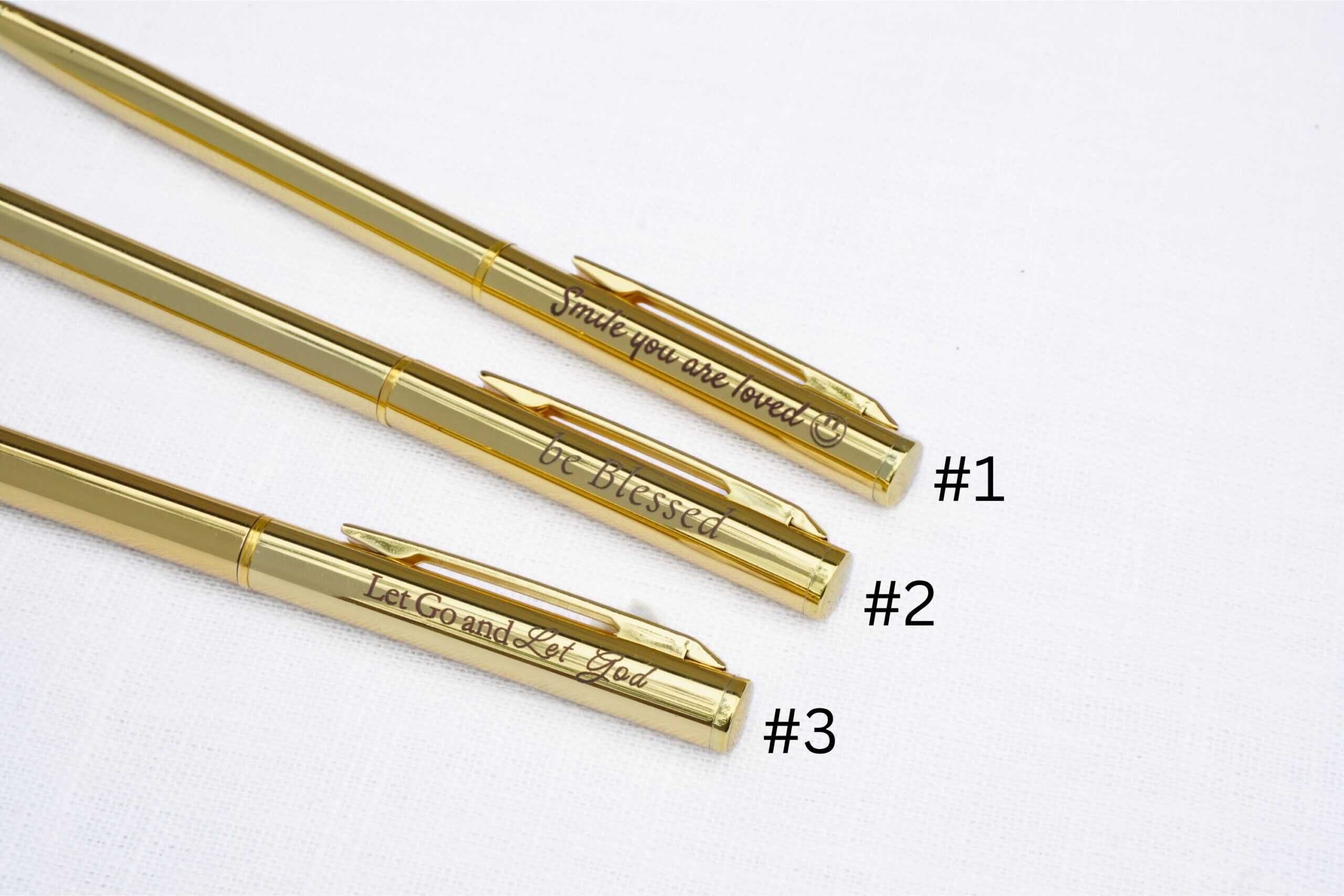 Kugelschreiber Gold - Schmal und perfekt für die Bibel 16 Gotteslob Kugelschreiber mit christlichem Spruch, Geschenkidee.