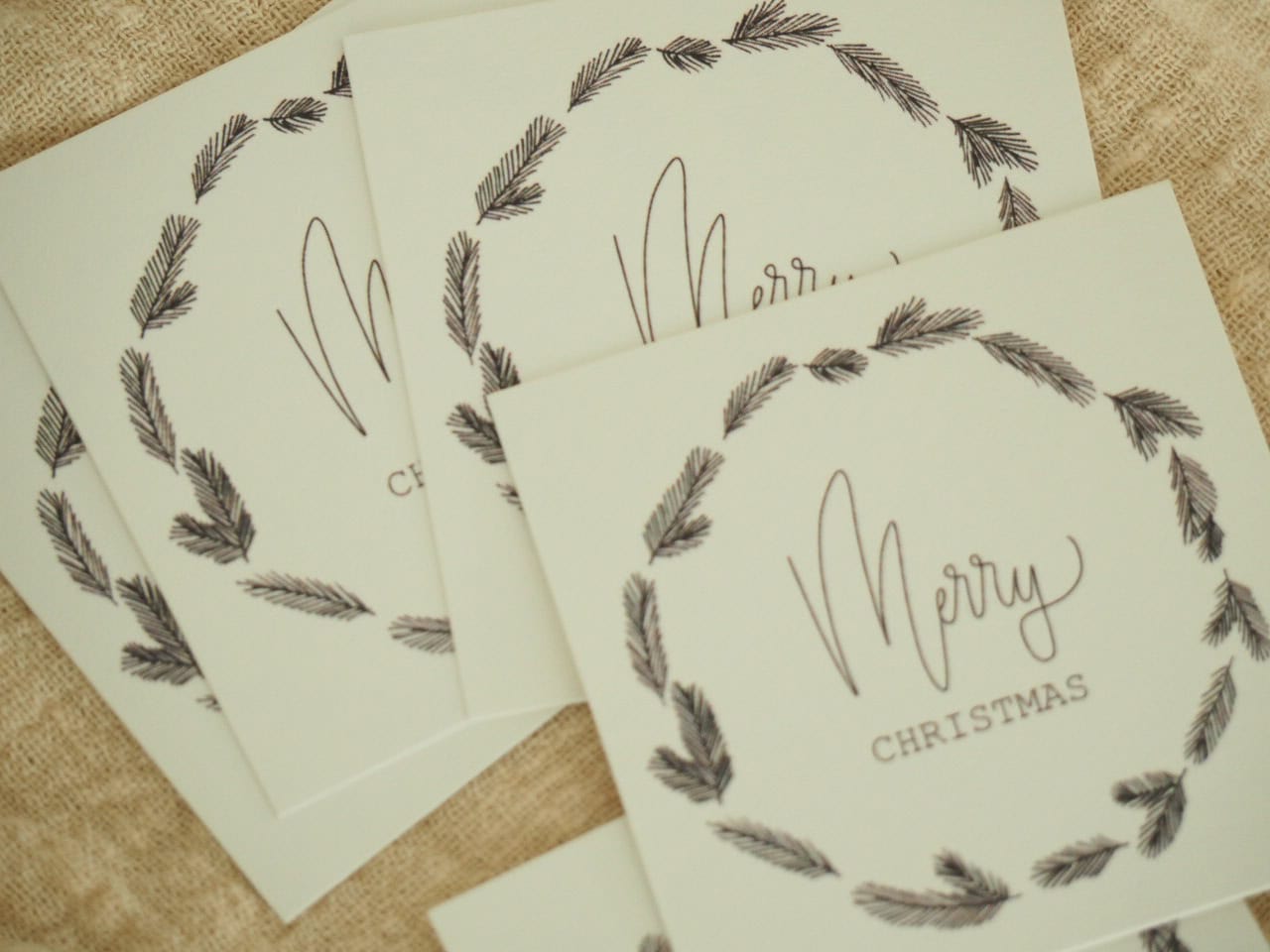 Merry Christmas, Minikartenset, 6er Kartenset 2 Weihnachten Grußkarten mit Tannenzweigen, christliche Weihnachtsgrüße, Festliche Karten.