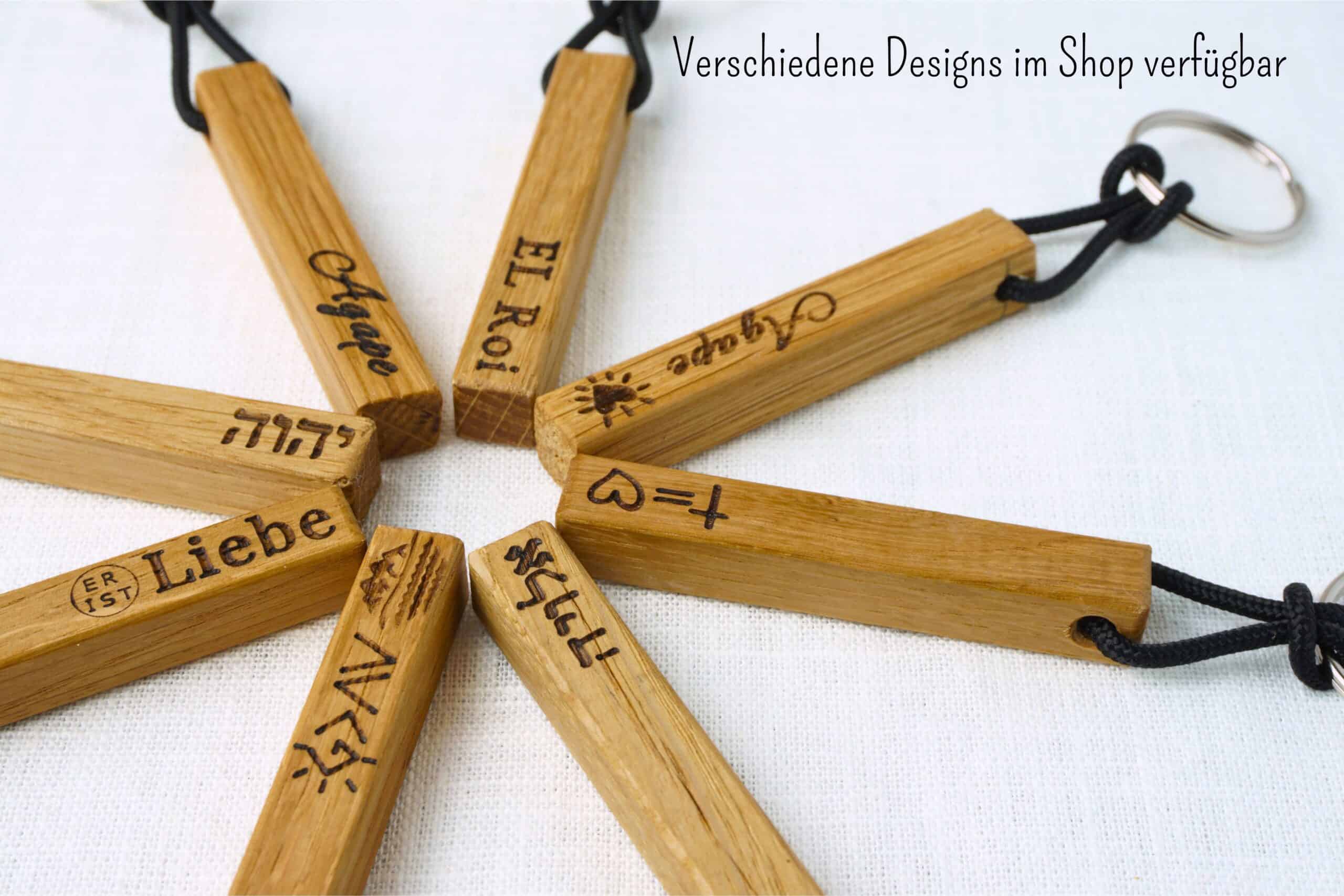 Schlüsselanhänger El Roi - der mich sieht 4 Handgefertigte christliche Holzanhänger mit religiösen Sprüchen, Christliche Geschenkideen.