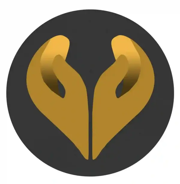 Goldene Hand-Logosymbol für christliche Marken auf Mookho.de.