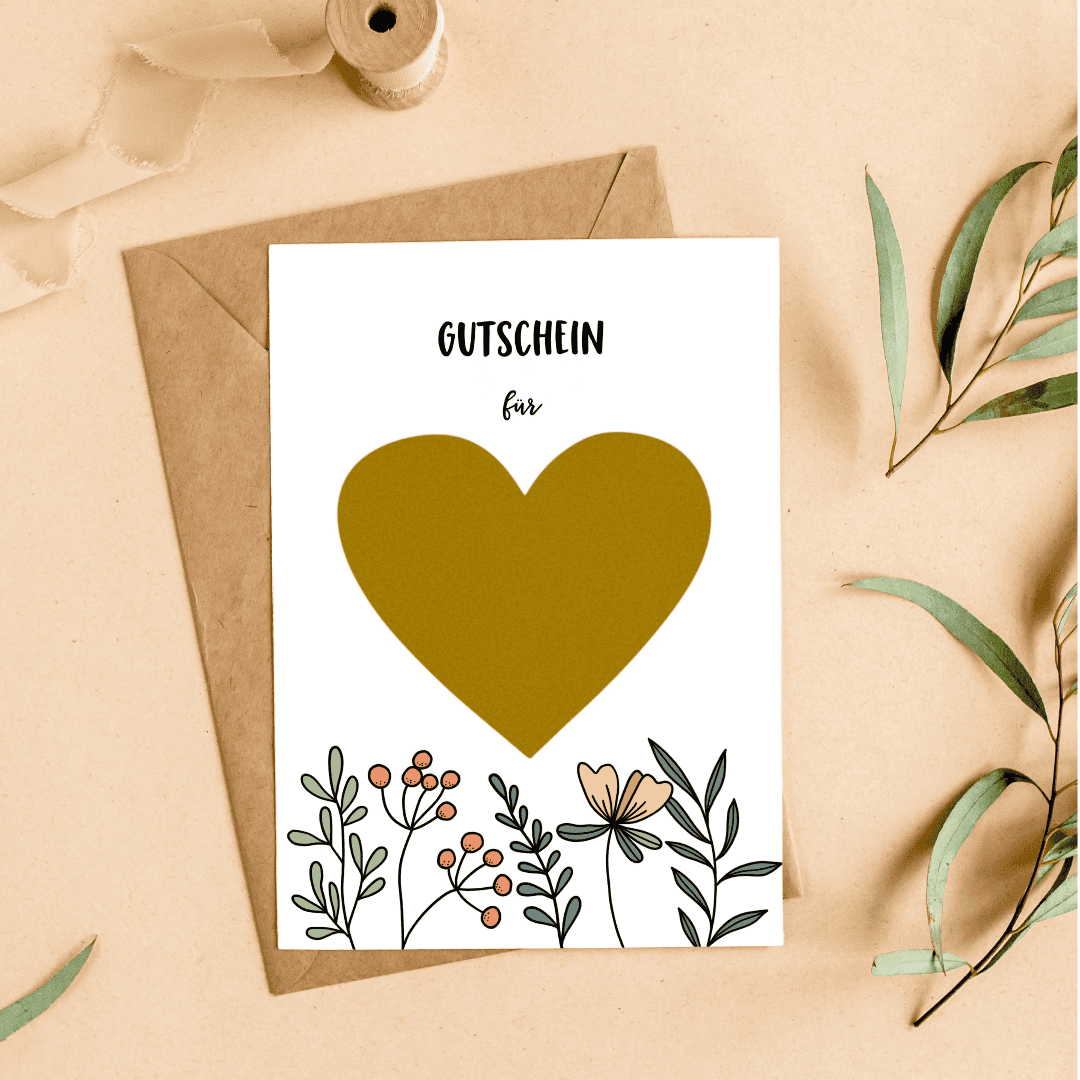 Gutschein Rubbelkarte 1 Herz-Gutschein für christliche Geschenke, religiöser Geschenkgutschein, christliche Inspiration.