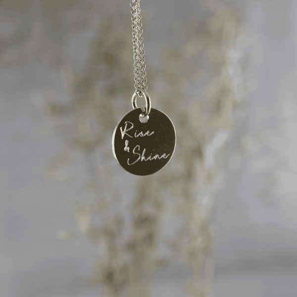 rise & shine - Anhänger 9 Rosenschmuck mit religiösem Spruch, christliche Geschenke, Glaubensaccessoire, christlicher Anhänger.