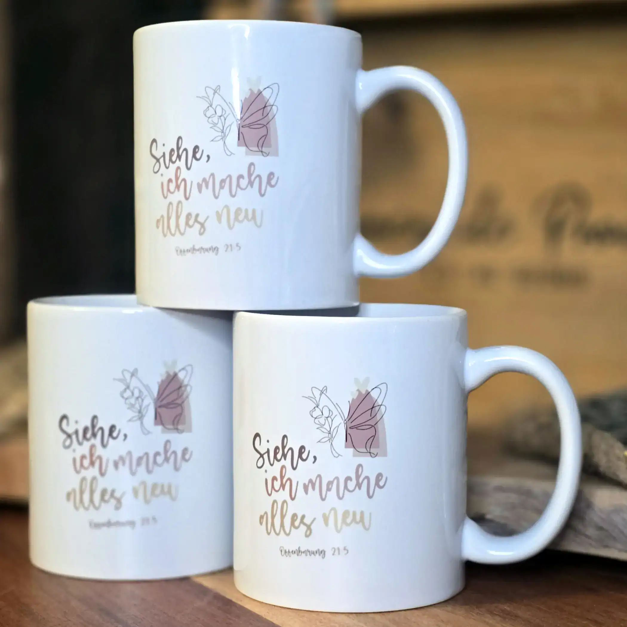 Tasse | Jahreslosung 2026 | „Siehe, ich mache alles neu“ | Jesus | Christlich | Bibelvers | Offenbarung 21:5 | Keramik | Geschenk 4 Schlichte weiße Tasse mit christlichem Spruch für Glaubensgeschenk.