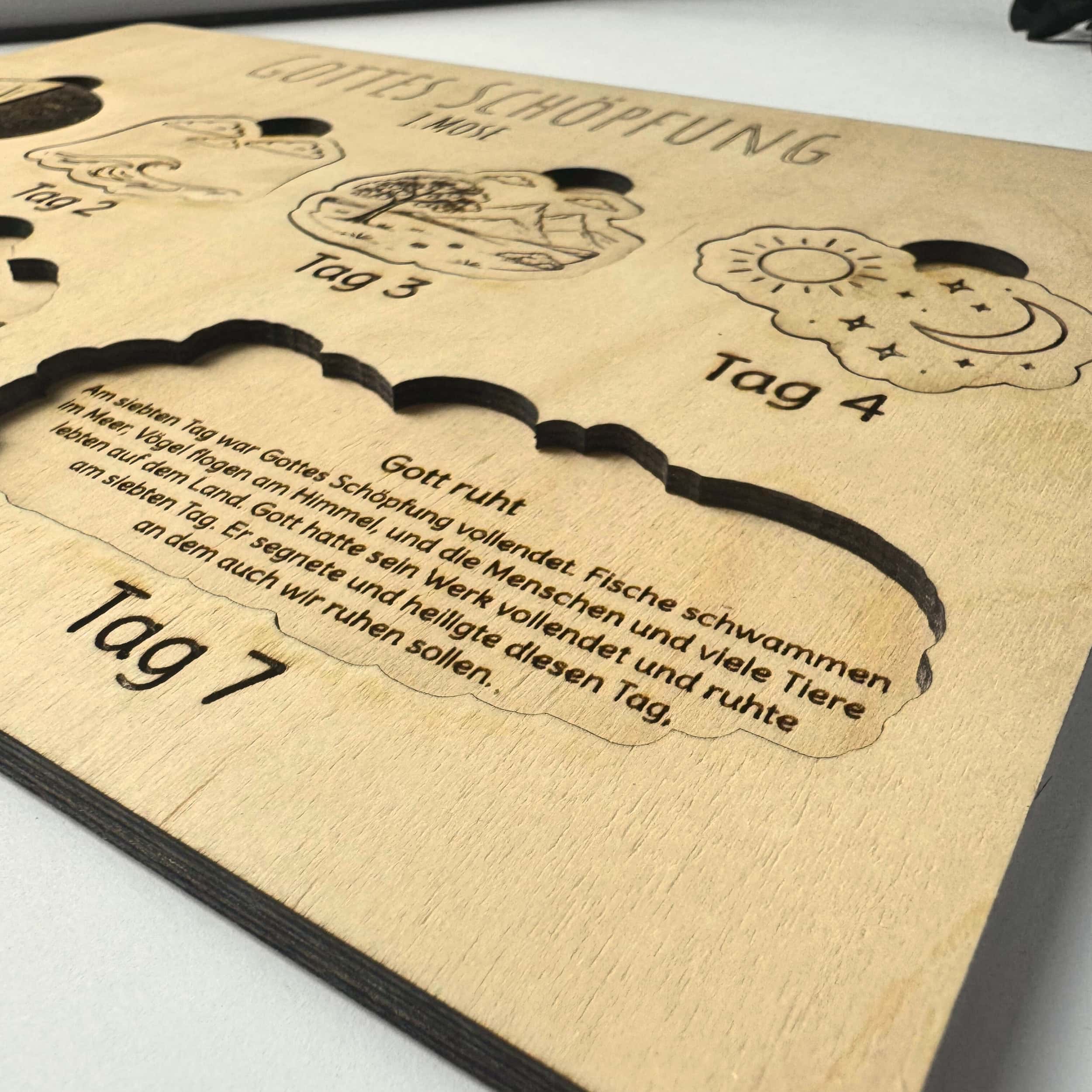 Bibelpuzzle - Schöpfungsgeschichte 5 Segensreicher christlicher Tagebuch-Plan mit biblischen Inspirationen.