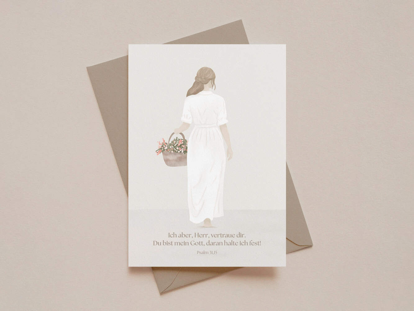 4er Kartenset Ermutigung 5 Tröstende christliche Karte mit Psalm 31,15, religiöse Grußkarte für Christen, Gebet.
