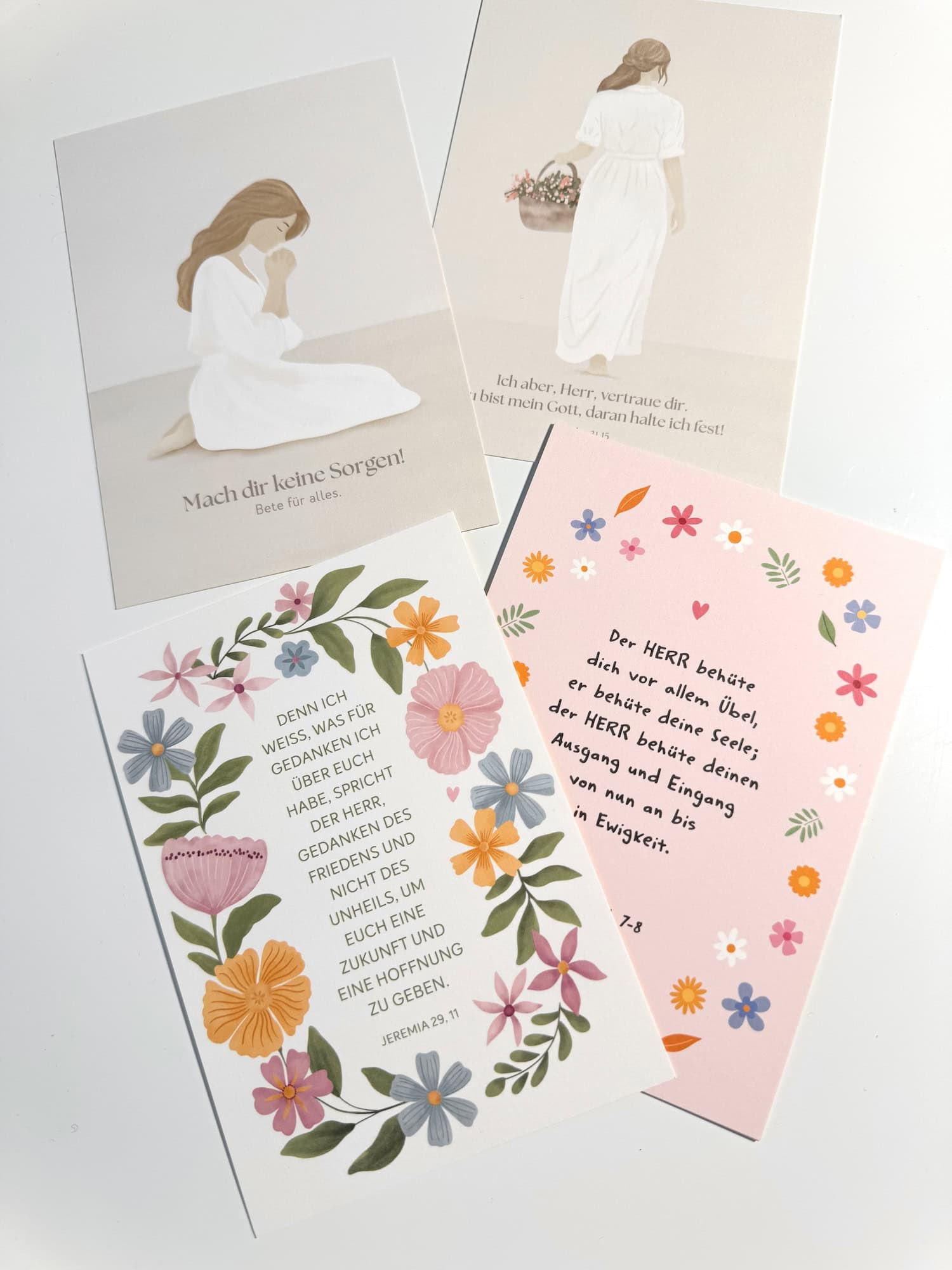 Gebetskarten mit christlichen Motiven und Bibelversen, Glaube und Hoffnung, christliche Geschenke.