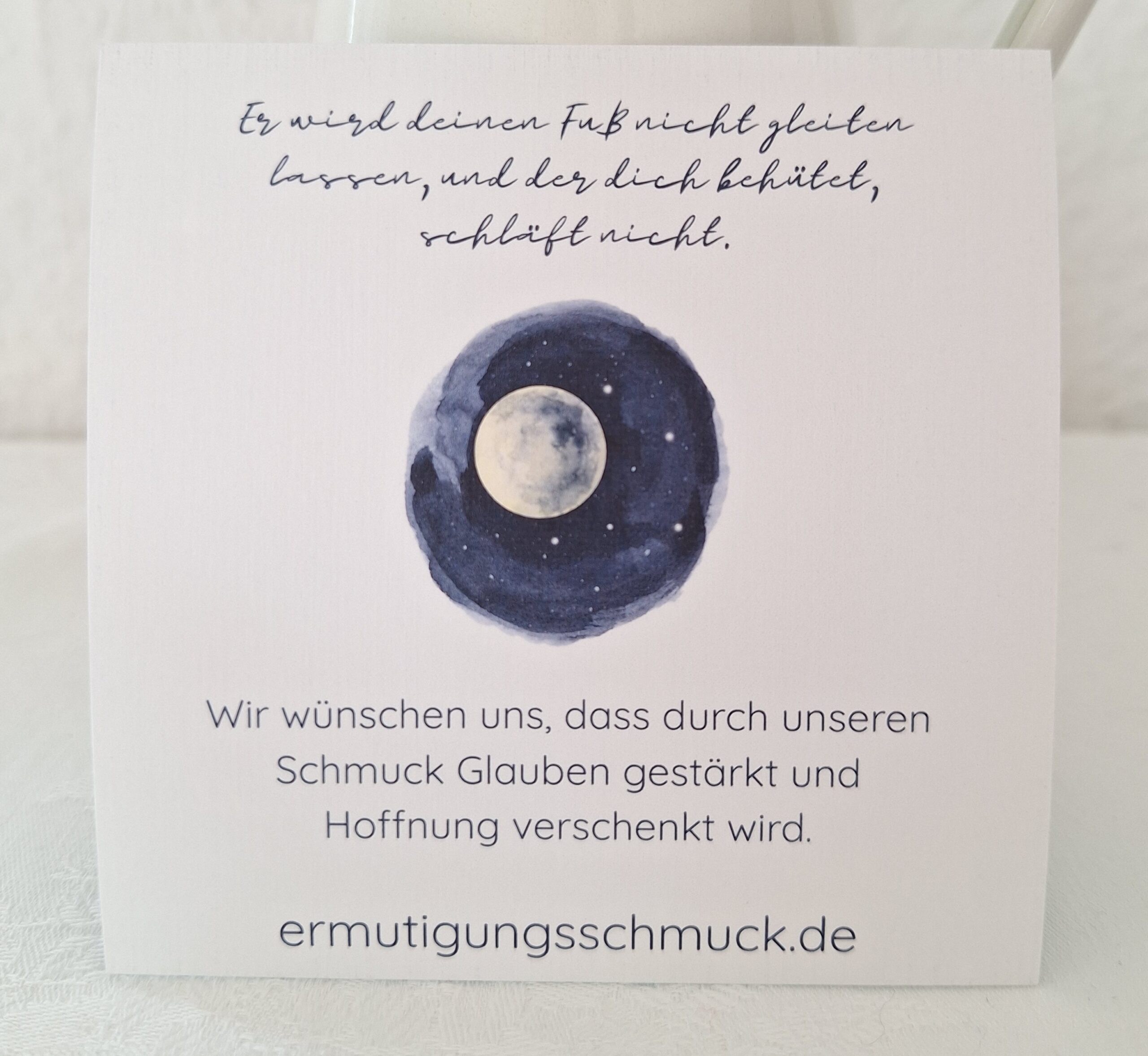 Goldkette "Der dich behütet" 2 Der Mond und Sternenhimmel auf einer Karte mit christlichem Glauben, Hoffnung, Ermutigung.
