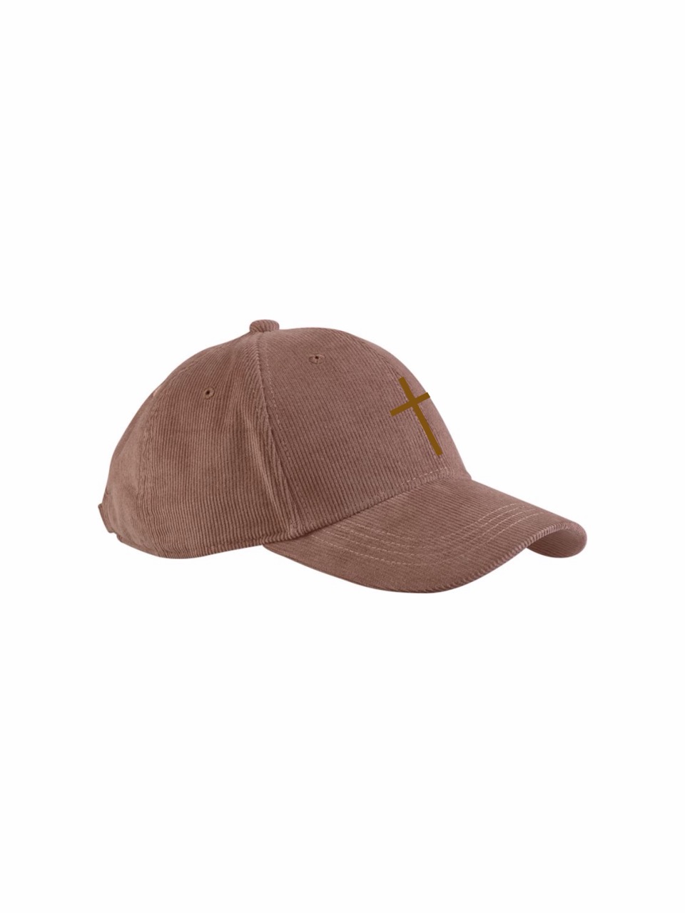 Kord Basecap - "Cross" 16 Gebrauchte braune Baseballkappe mit christlichem Kreuz-Design, modisch und religiös.
