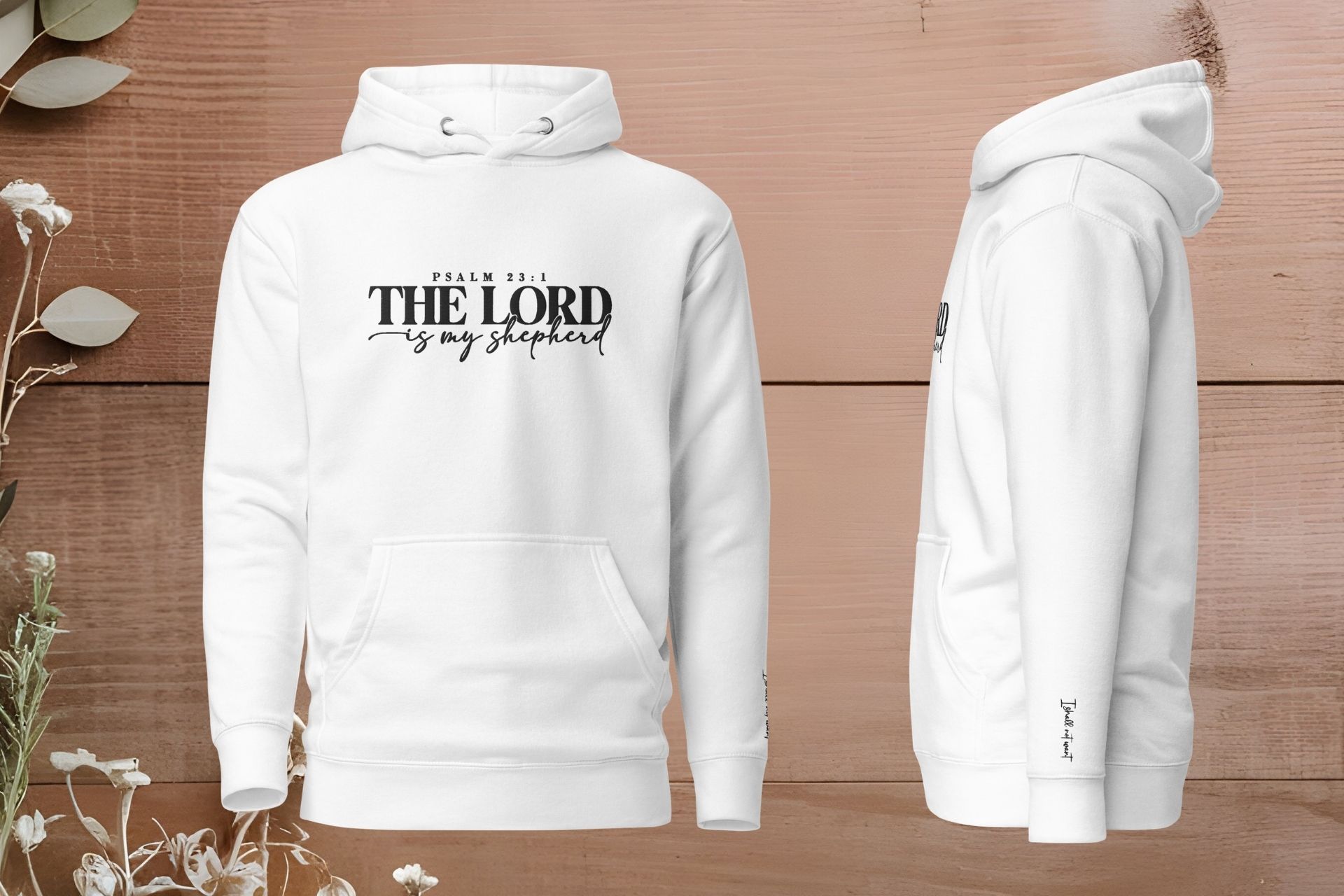 The Lord is my shepherd Psalm 23 bestickter Hoodie Unisex 16 Psalm 23:1 The Lord is my Shepherd, weiße Kapuzenjacke, christliche Bibel-Design, religiöse Kleidung.