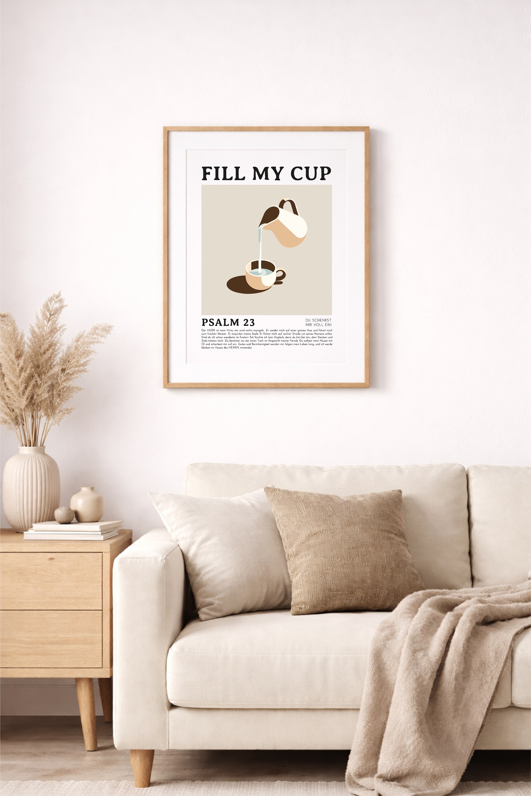 Poster »fill my cup« 13 Gebetsbild mit Psalm 23, christliche Wanddekoration im Wohnzimmer, religiöse Kunst, christliche Insp.