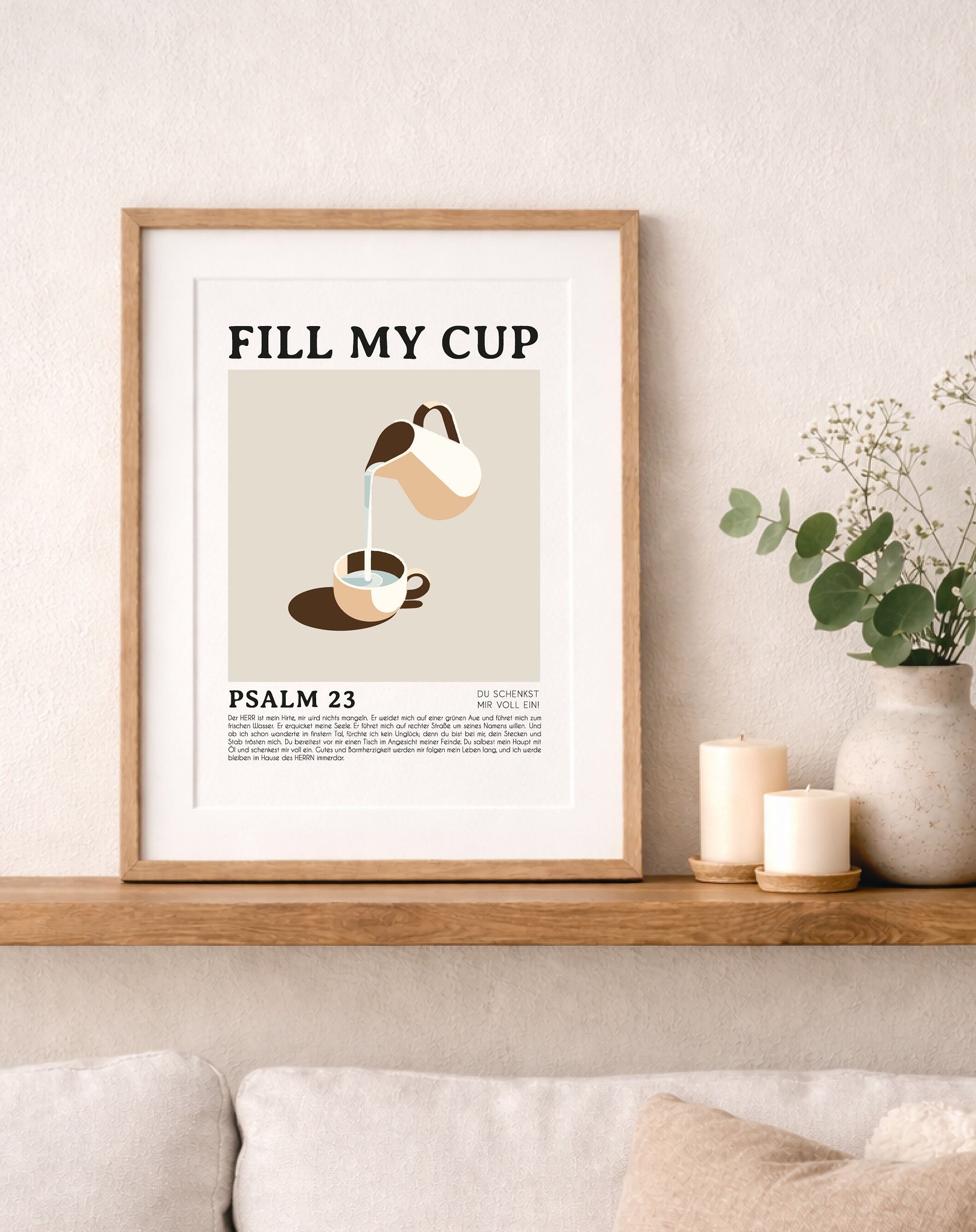 Gebetsbild mit Psalm 23, christliche Wanddekoration, religiöse Kunst, christliche Botschaft.