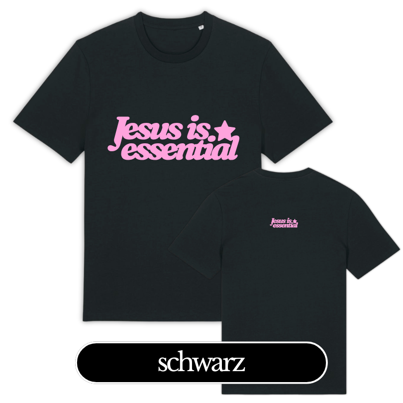 JESUS IS ESSENTIAL - christliches T-Shirt 18 Jesus ist essenziell T-Shirt, schwarzes Design mit pinkem Schriftzug, christliche Mode, christliches.
