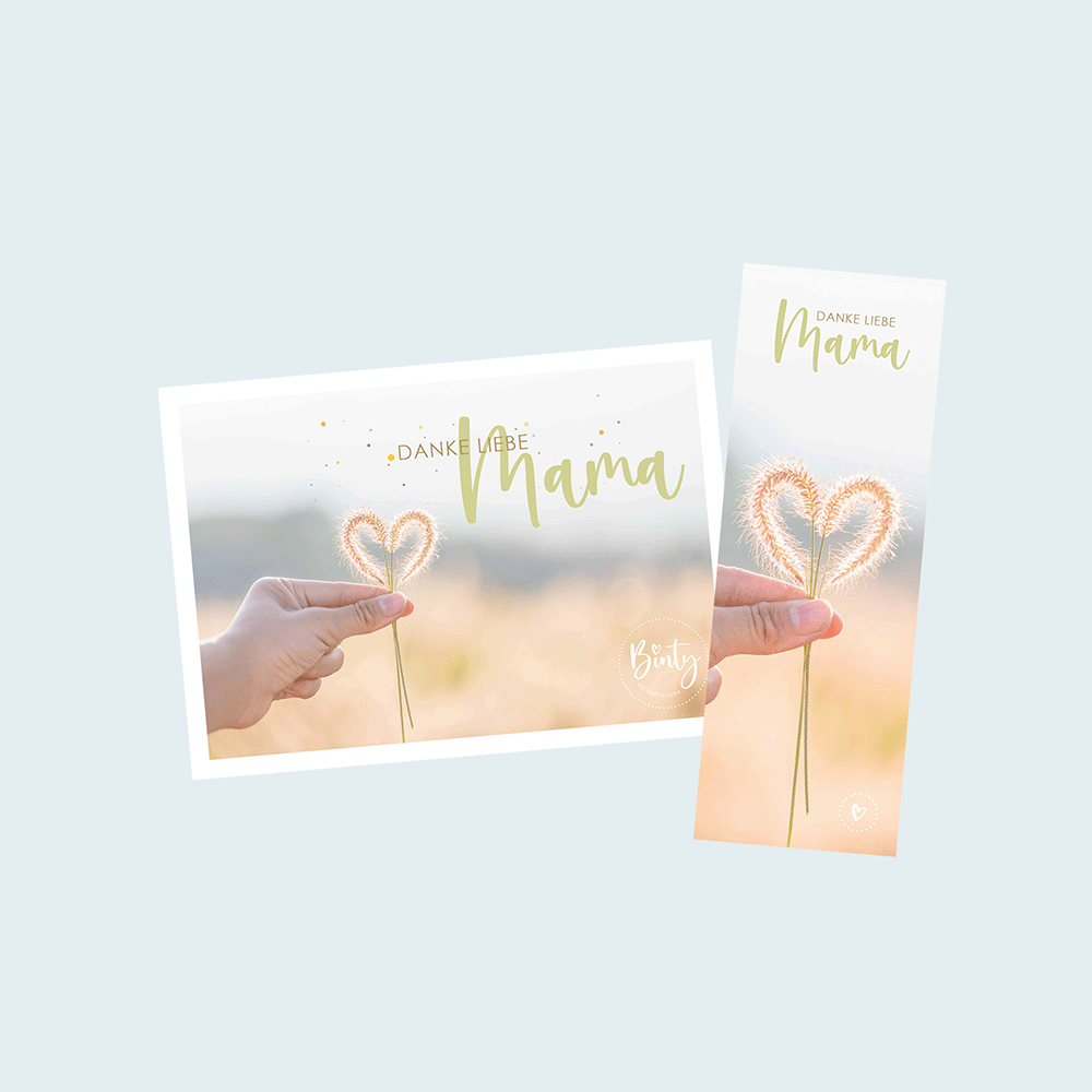 Binty - Danke liebe Mama Duo 1 Dankeschön Mama Grußkarte mit Herz-Design, ideal für christliche Mütter.