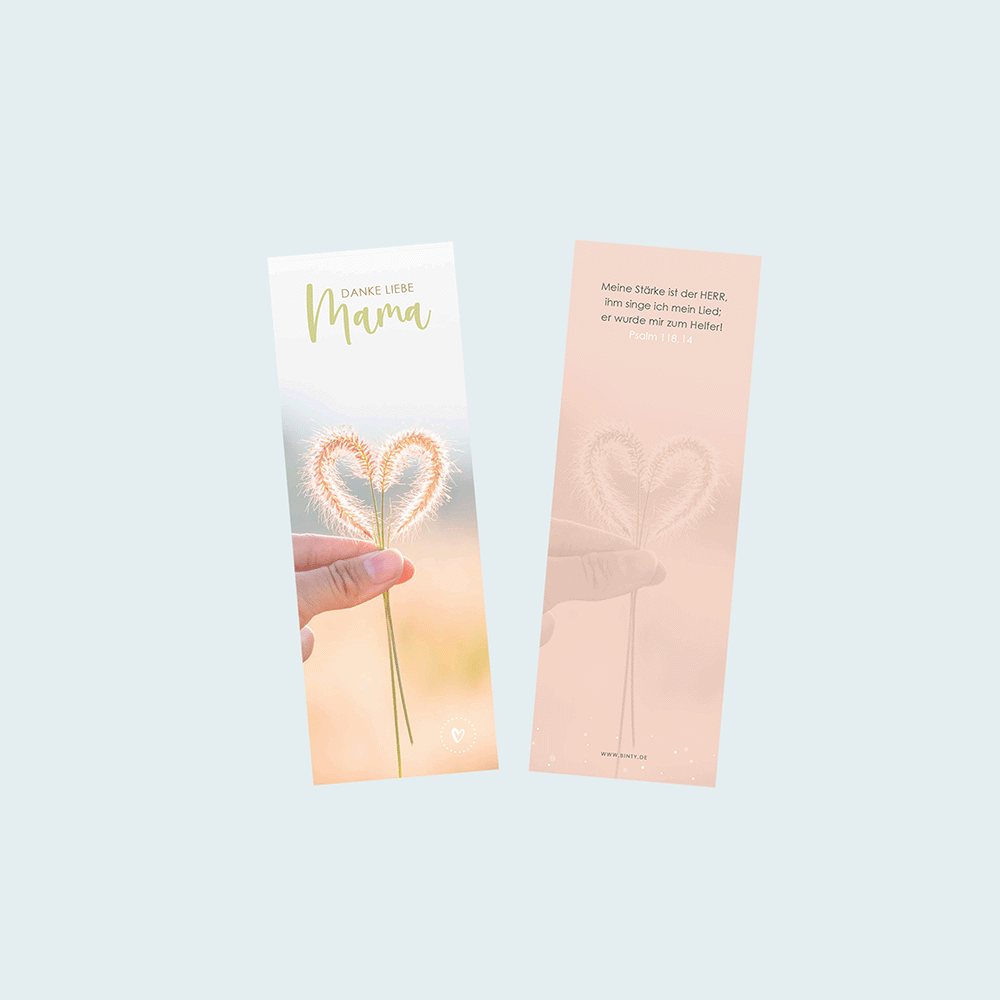 Binty - Danke liebe Mama Duo 2 Dankeschön Mama Karte mit Herzblumen für Muttertag, christliche Grußkarte.