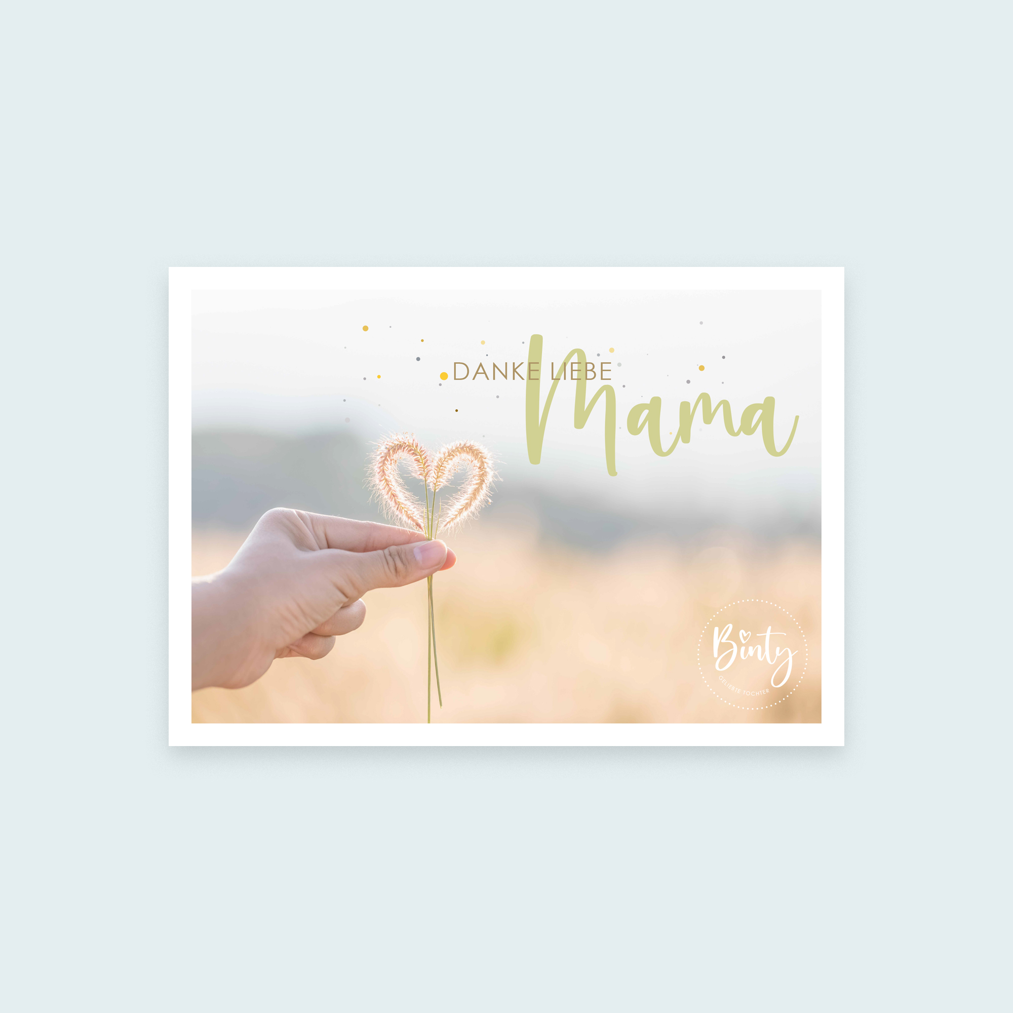 Binty - Danke liebe Mama Duo 3 Dankbare Mama Karte mit Herz und Sonnenlicht, christliche Grußkarte für Muttertag.