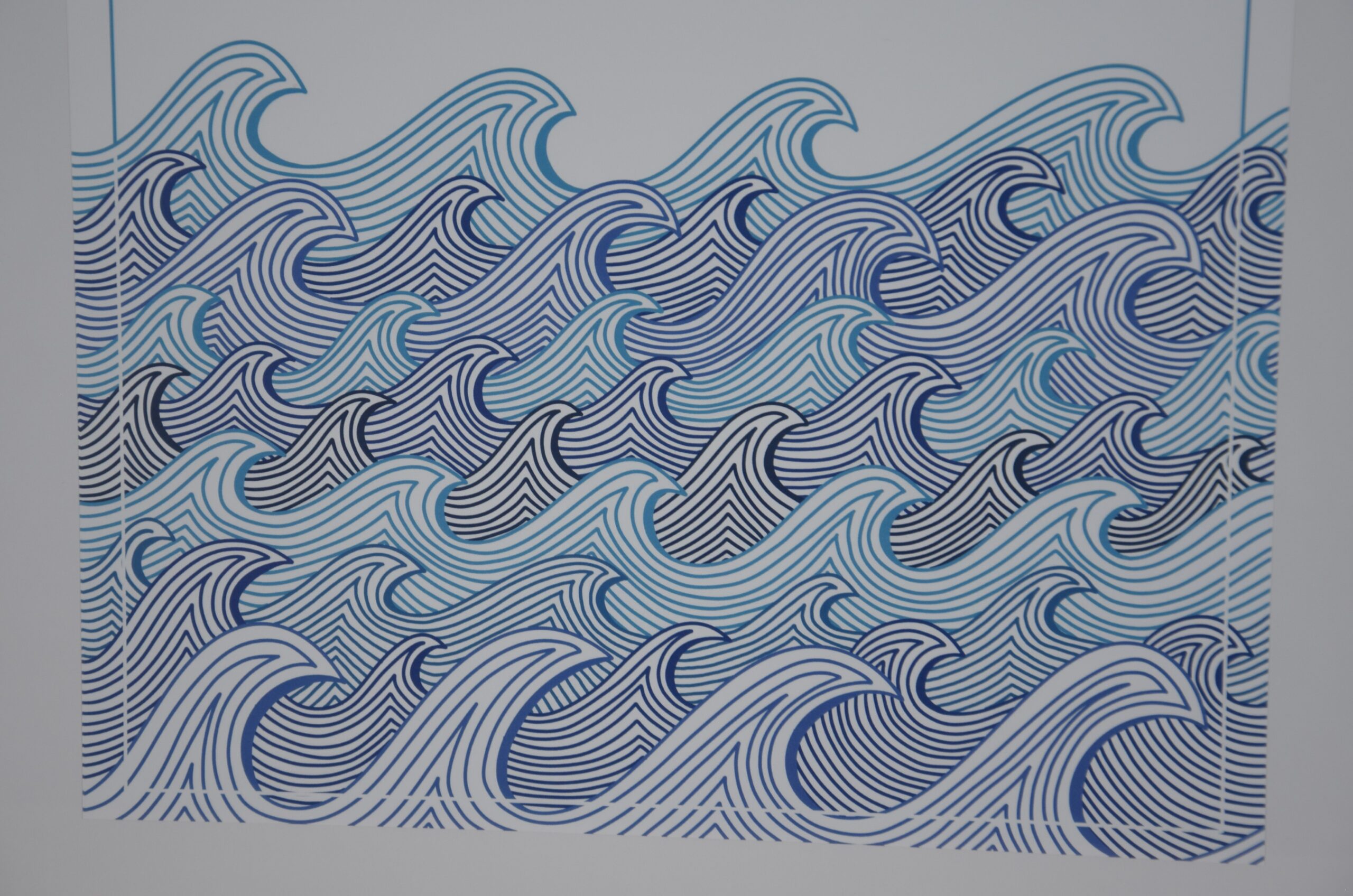 Poster Tiefe Wasser A3 8 Kunstvolles Wellenmuster in Blau und Weiß, modernes Design, christliche Marken.
