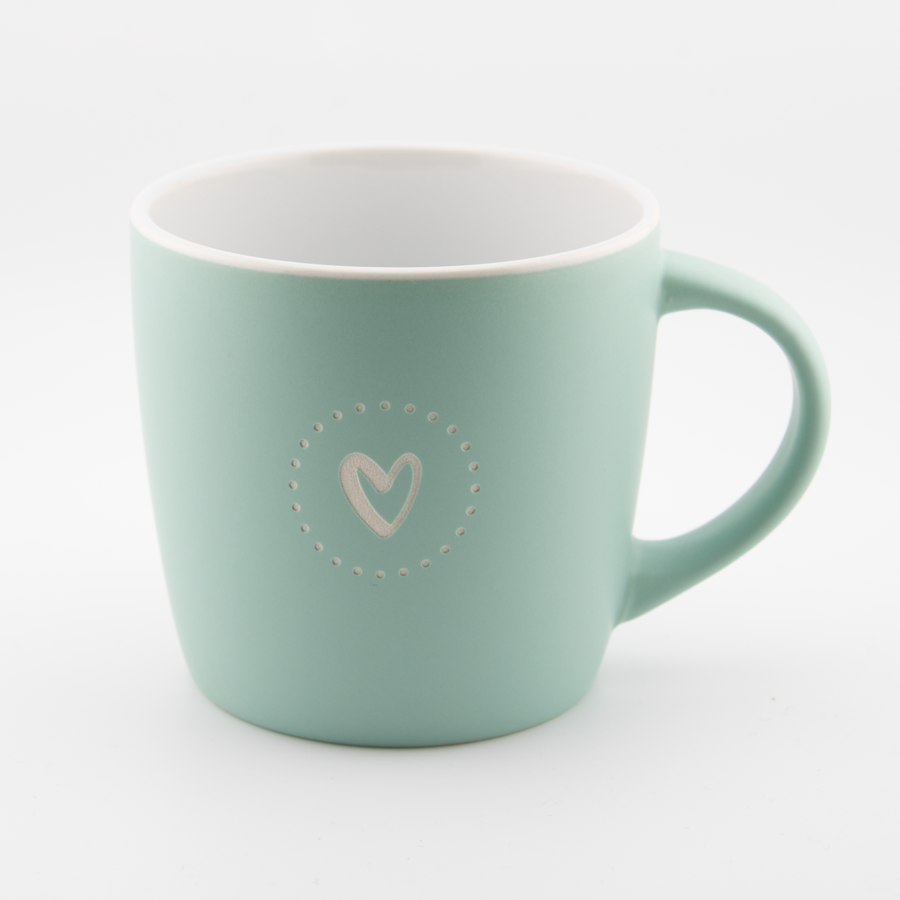 Herz | Tasse 15 Helle grüne Tasse mit Herzsymbol, ideal für christliche Markenprodukte.